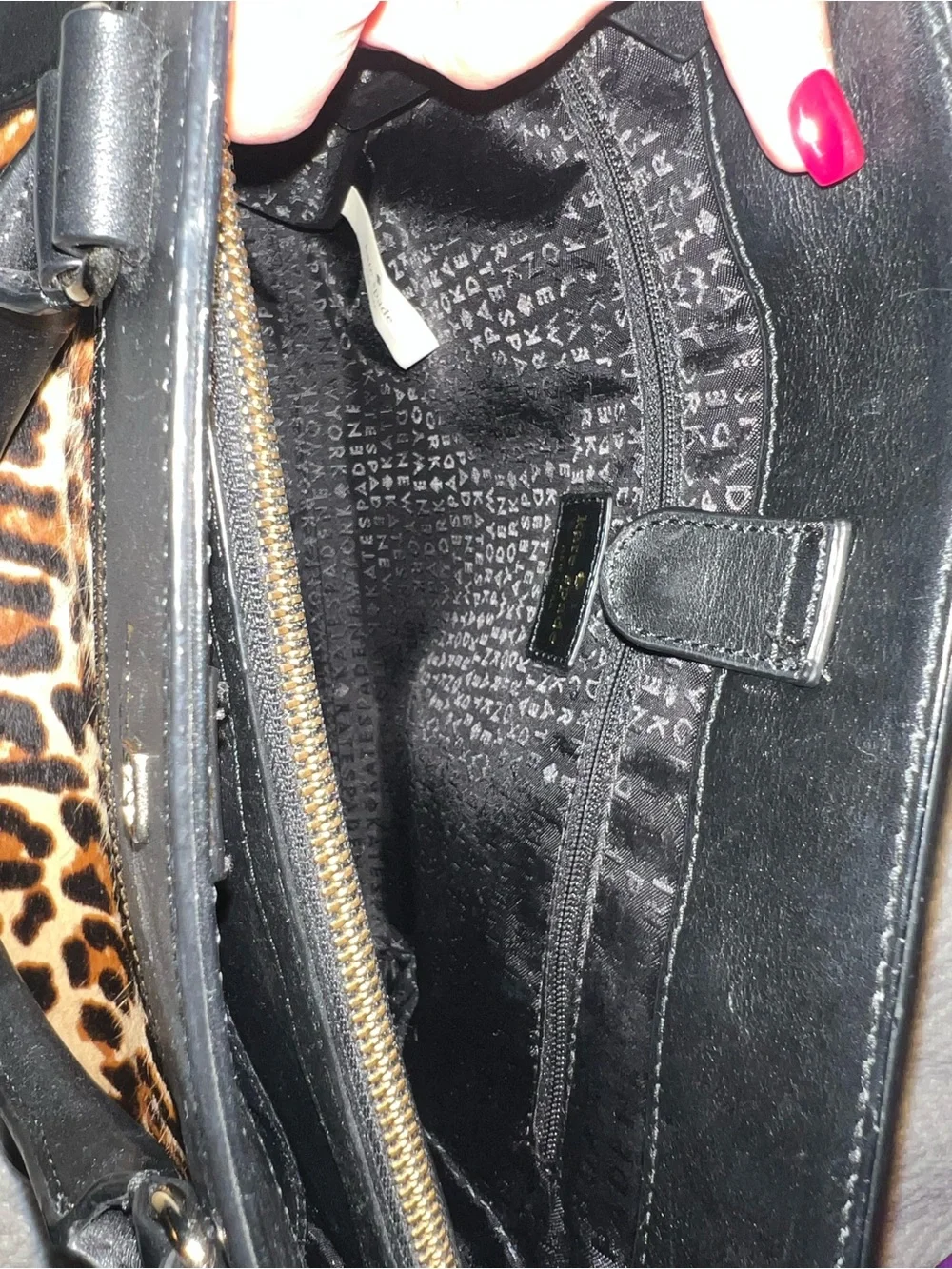kate spade leopard print satchel in black and brown